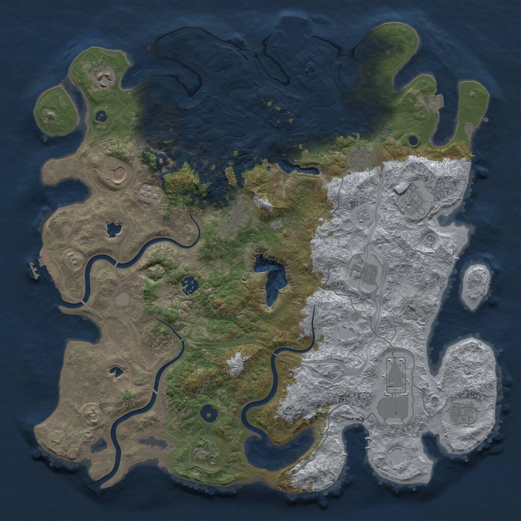 Rust Map: Procedural Map, Size: 4500, Seed: 1692615107, 17 Monuments