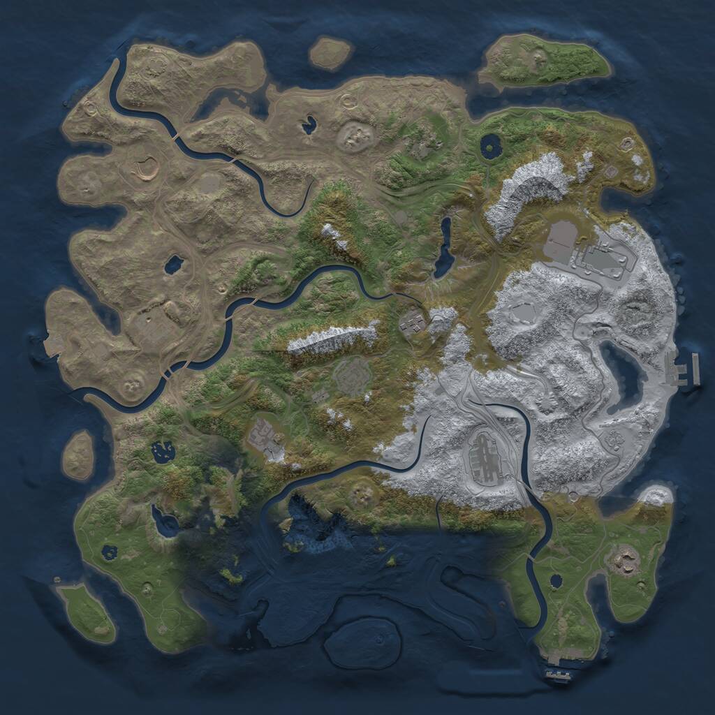 Rust Map: Procedural Map, Size: 4500, Seed: 489814293, 16 Monuments
