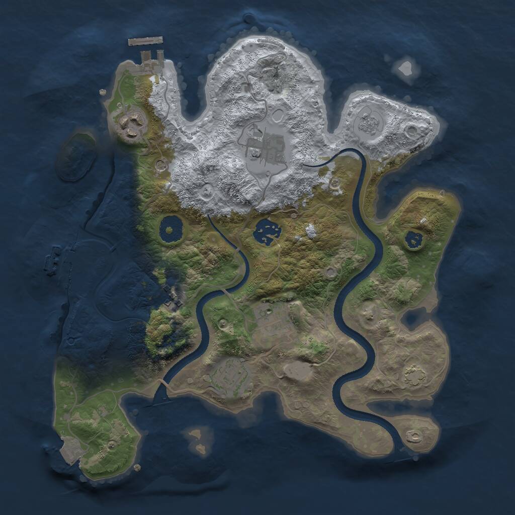 Rust Map: Procedural Map, Size: 3000, Seed: 32133, 12 Monuments