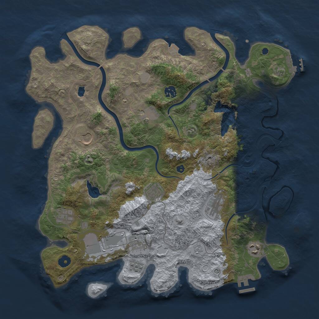 Rust Map: Procedural Map, Size: 4000, Seed: 2004643514, 16 Monuments