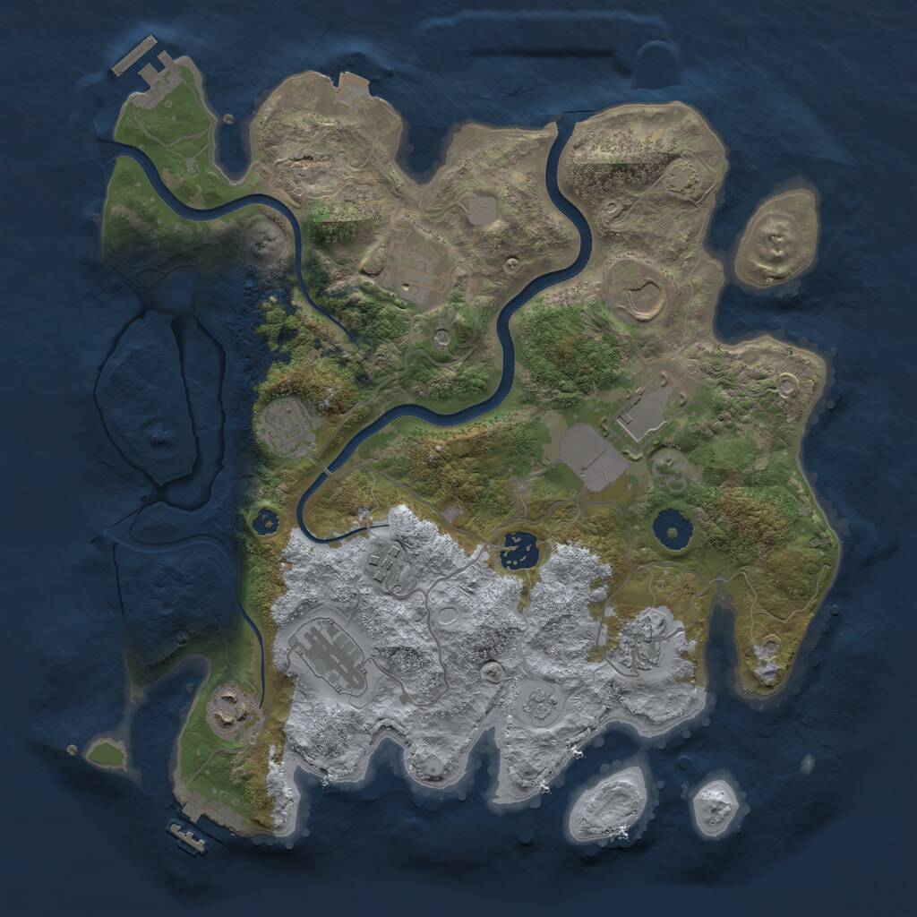 Rust Map: Procedural Map, Size: 3500, Seed: 4391867, 15 Monuments