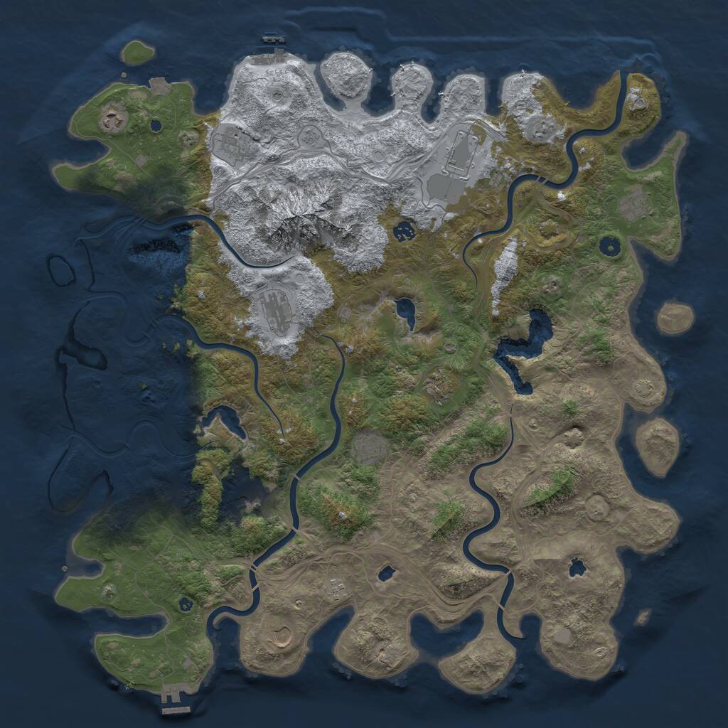 Rust Map: Procedural Map, Size: 5250, Seed: 25688, 17 Monuments