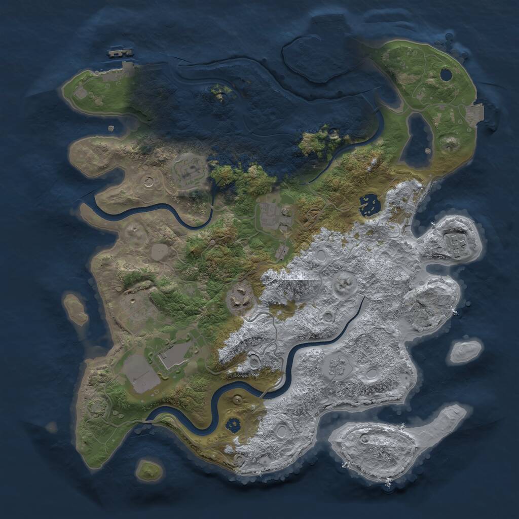 Rust Map: Procedural Map, Size: 3500, Seed: 626334148, 13 Monuments