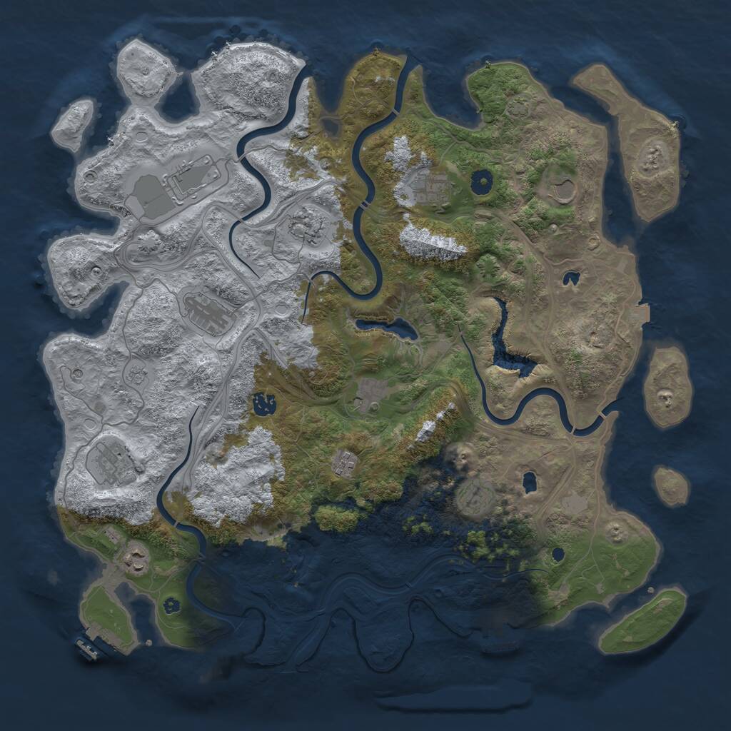 Rust Map: Procedural Map, Size: 4500, Seed: 343766026, 17 Monuments