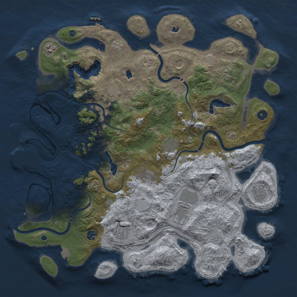 Rust Map: Procedural Map, Size: 4500, Seed: 1442384299, 17 Monuments