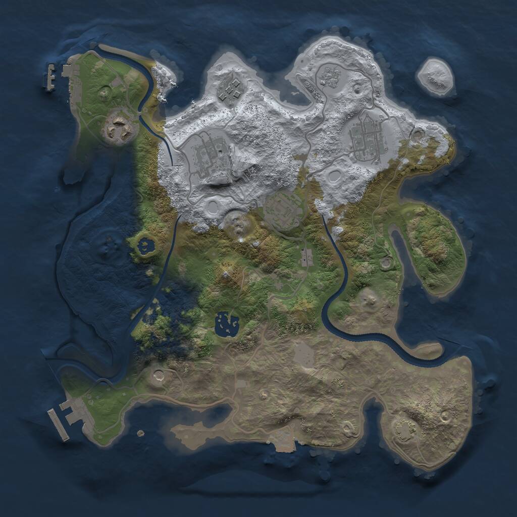 Rust Map: Procedural Map, Size: 3000, Seed: 1617063360, 12 Monuments