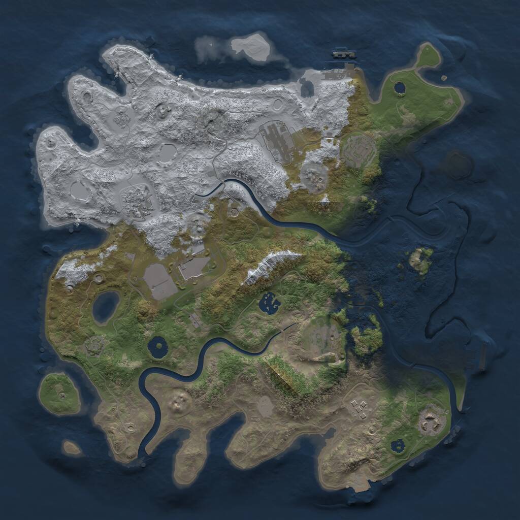 Rust Map: Procedural Map, Size: 3750, Seed: 1338551145, 14 Monuments