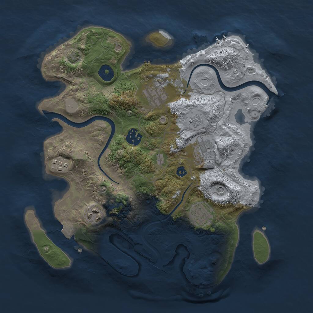 Rust Map: Procedural Map, Size: 3000, Seed: 1674478151, 10 Monuments