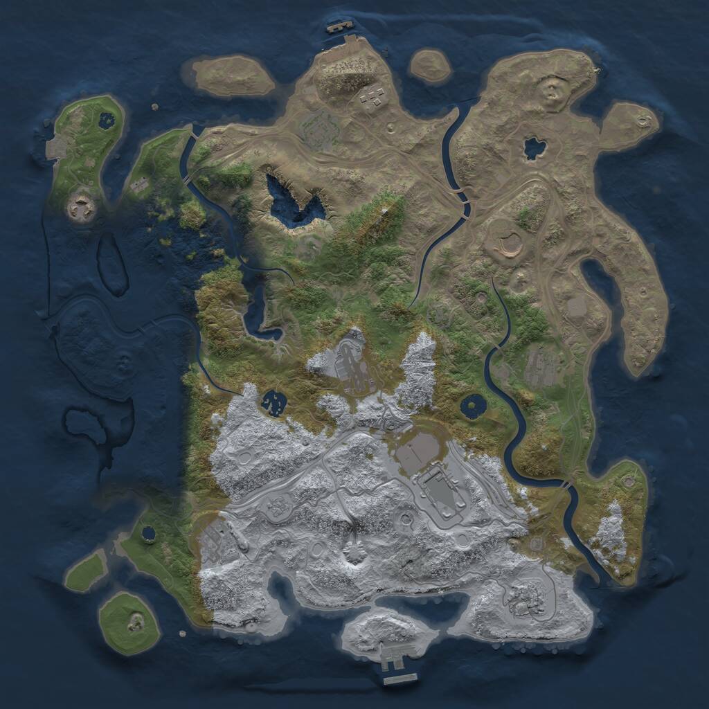 Rust Map: Procedural Map, Size: 4250, Seed: 490022509, 16 Monuments