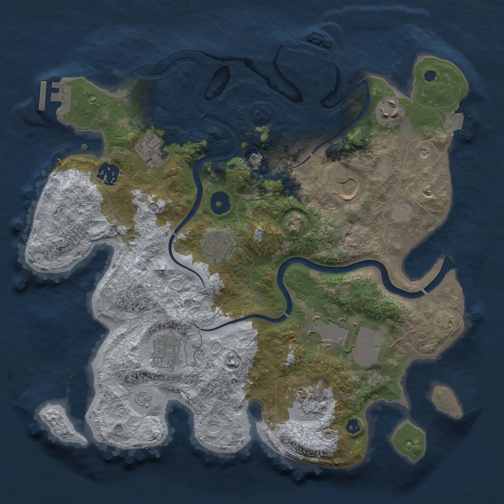Rust Map: Procedural Map, Size: 3500, Seed: 742891111, 15 Monuments
