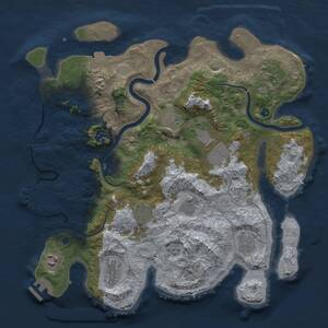 Thumbnail Rust Map: Procedural Map, Size: 3750, Seed: 345057, 16 Monuments