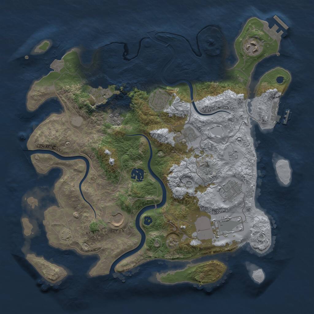 Rust Map: Procedural Map, Size: 3500, Seed: 21472, 15 Monuments