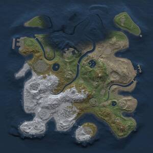 Thumbnail Rust Map: Procedural Map, Size: 3000, Seed: 747854678, 11 Monuments