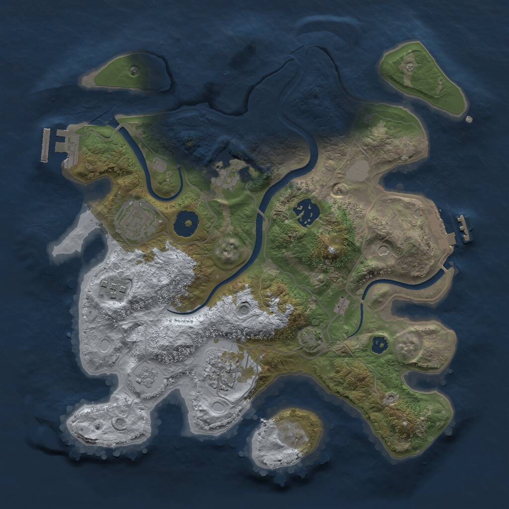 Rust Map: Procedural Map, Size: 3000, Seed: 747854678, 11 Monuments