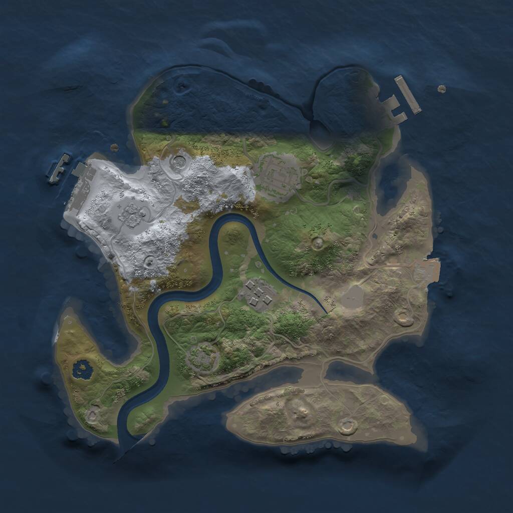 Rust Map: Procedural Map, Size: 2500, Seed: 609428280, 8 Monuments
