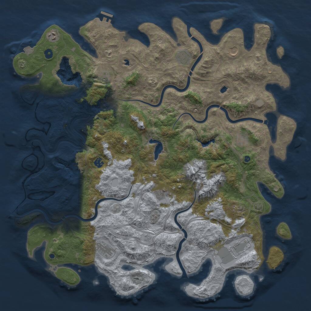 Rust Map: Procedural Map, Size: 5000, Seed: 420831348, 16 Monuments
