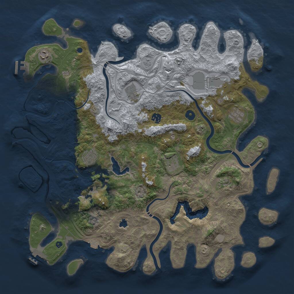 Rust Map: Procedural Map, Size: 4500, Seed: 593840948, 15 Monuments