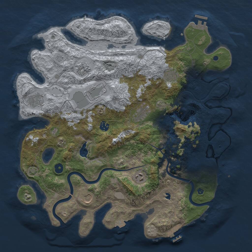 Rust Map: Procedural Map, Size: 4000, Seed: 1338551145, 15 Monuments