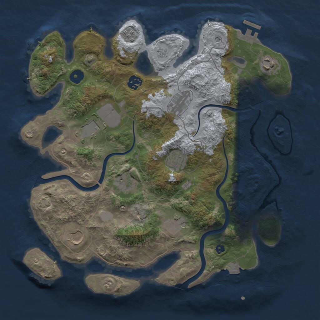 Rust Map: Procedural Map, Size: 3500, Seed: 610216349, 14 Monuments