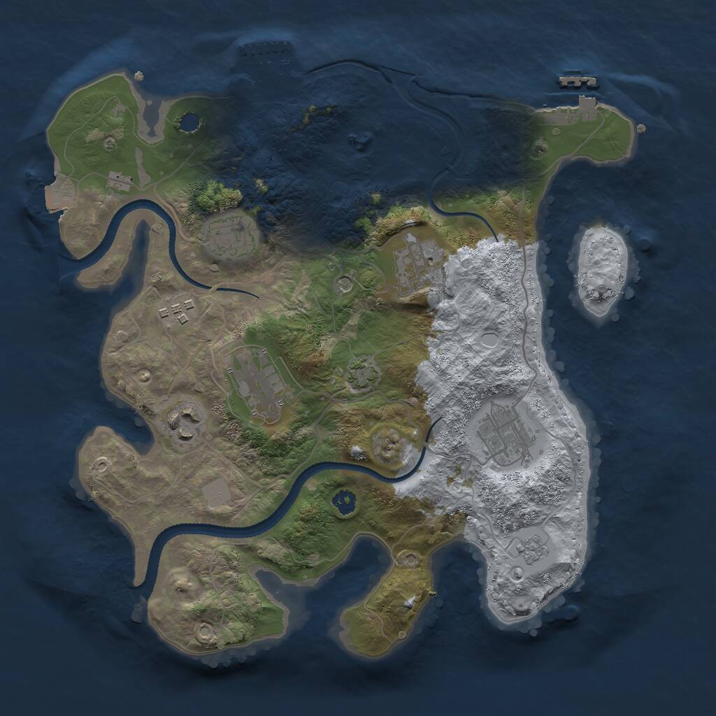 Rust Map: Procedural Map, Size: 3000, Seed: 675747465, 12 Monuments
