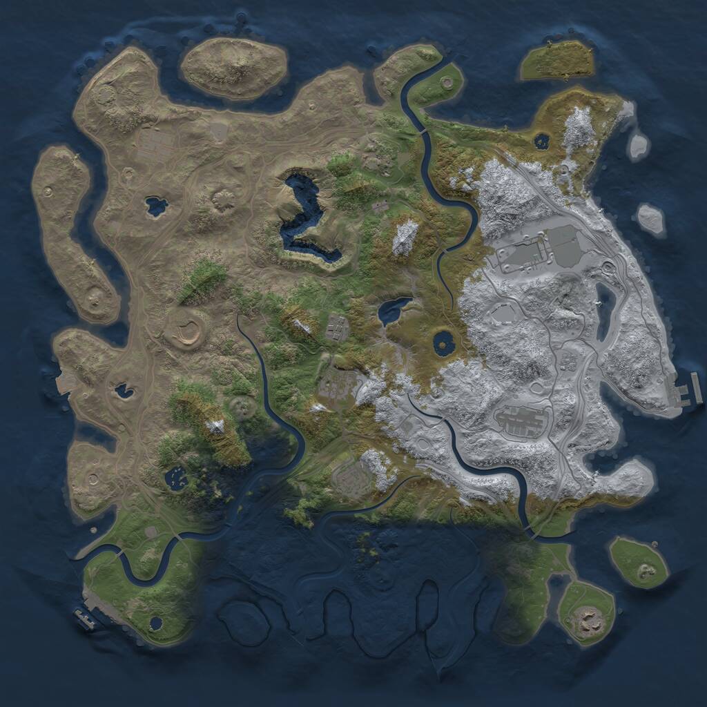 Rust Map: Procedural Map, Size: 4500, Seed: 2081556060, 16 Monuments