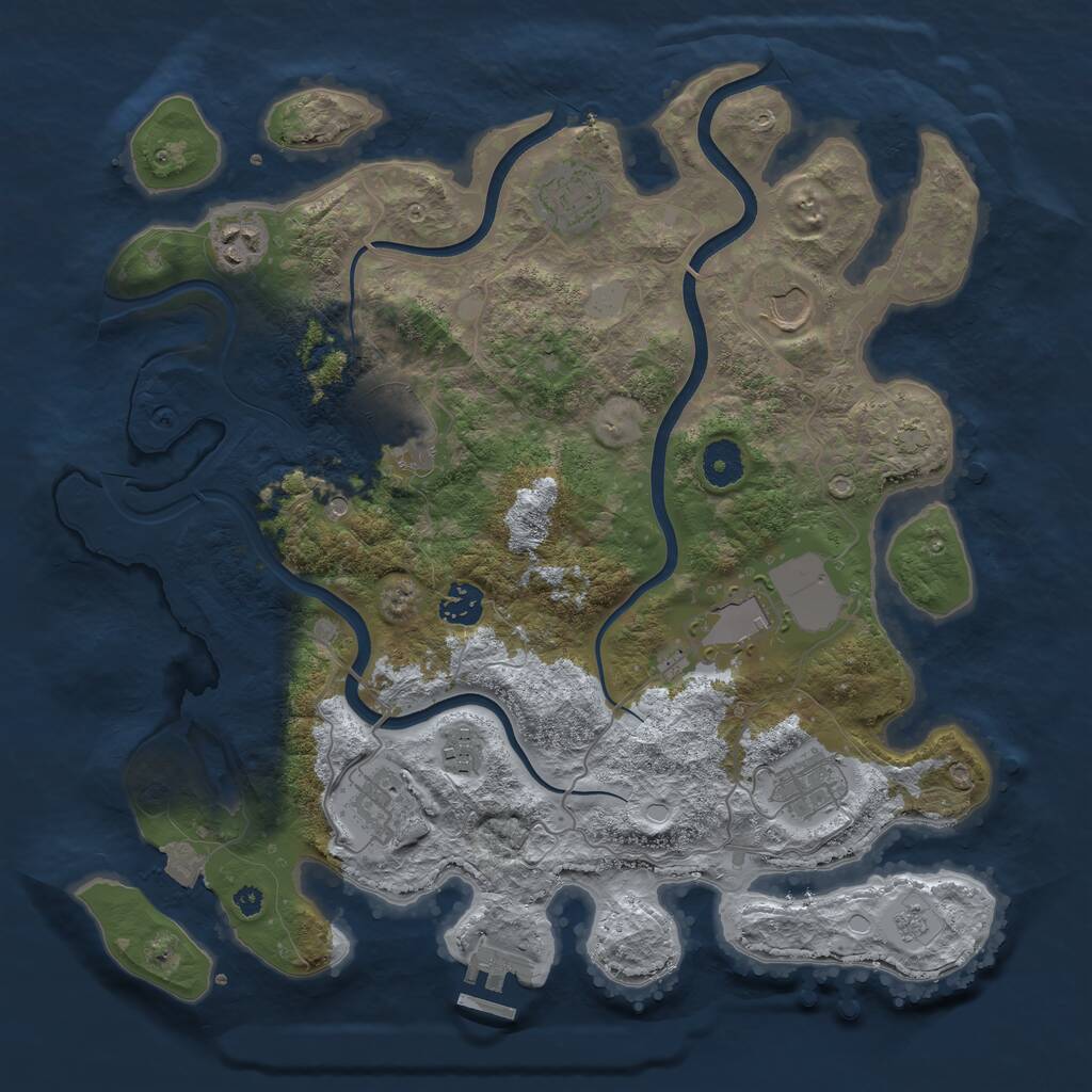 Rust Map: Procedural Map, Size: 3750, Seed: 409570362, 14 Monuments