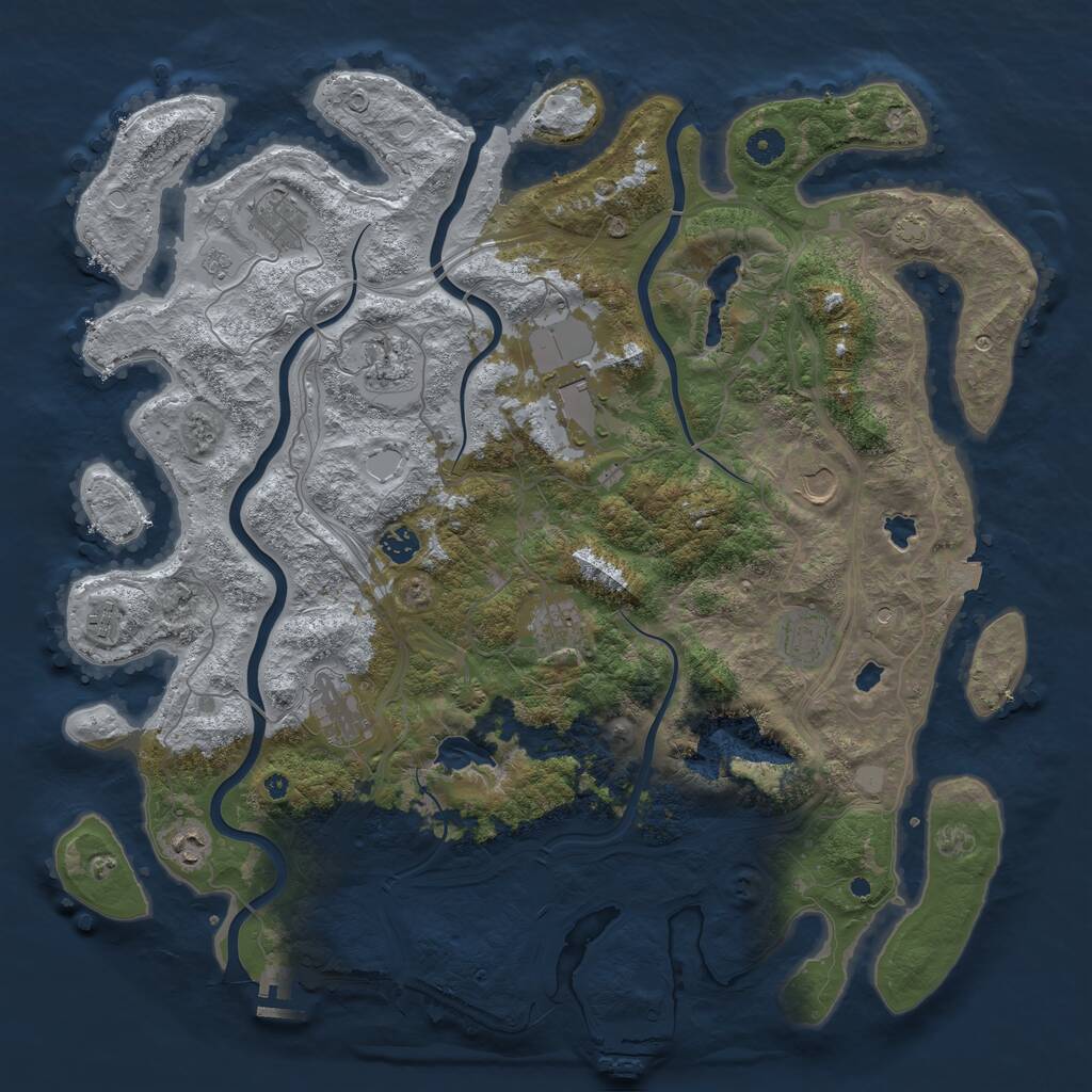 Rust Map: Procedural Map, Size: 4500, Seed: 1360706219, 16 Monuments