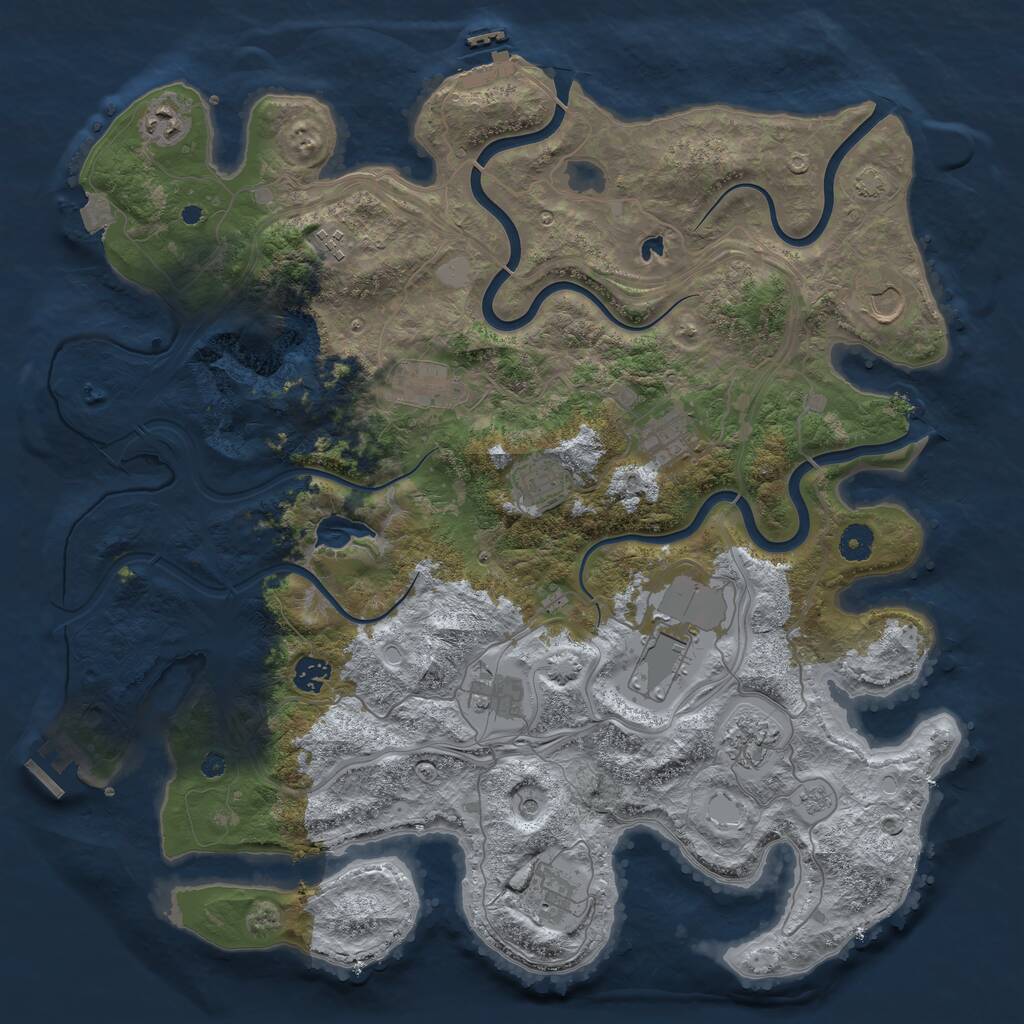 Rust Map: Procedural Map, Size: 4250, Seed: 1133337543, 17 Monuments