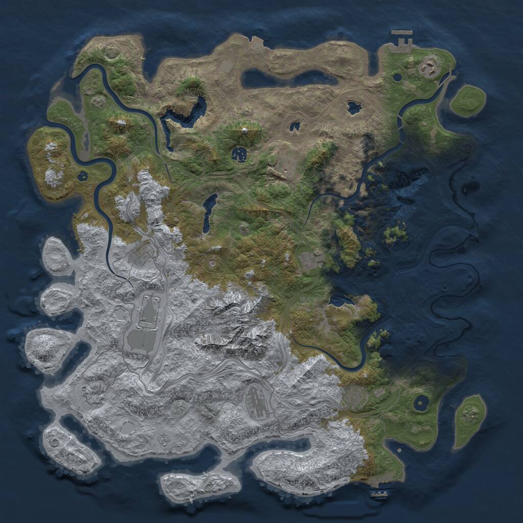 Rust Map: Procedural Map, Size: 5000, Seed: 31342344, 16 Monuments