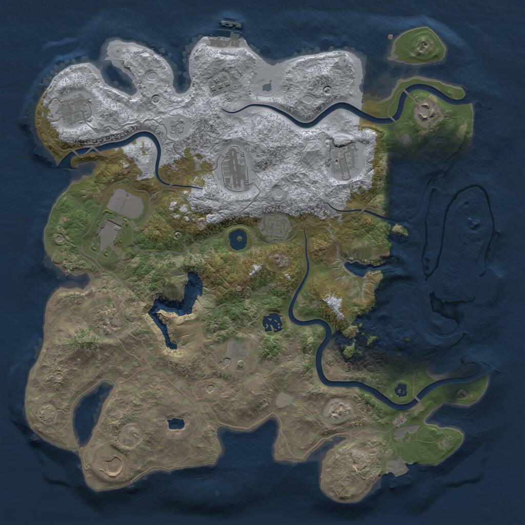Rust Map: Procedural Map, Size: 4000, Seed: 627734218, 17 Monuments