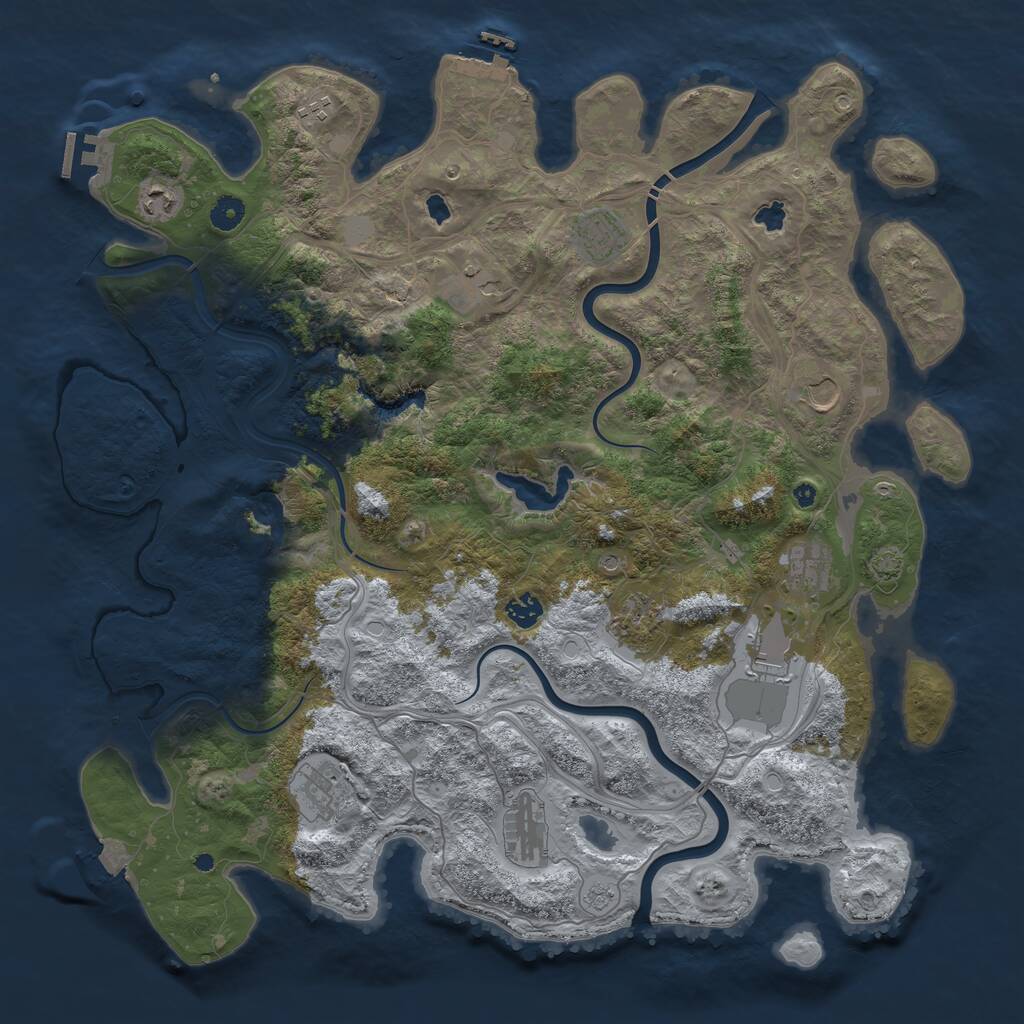 Rust Map: Procedural Map, Size: 4500, Seed: 597396654, 17 Monuments