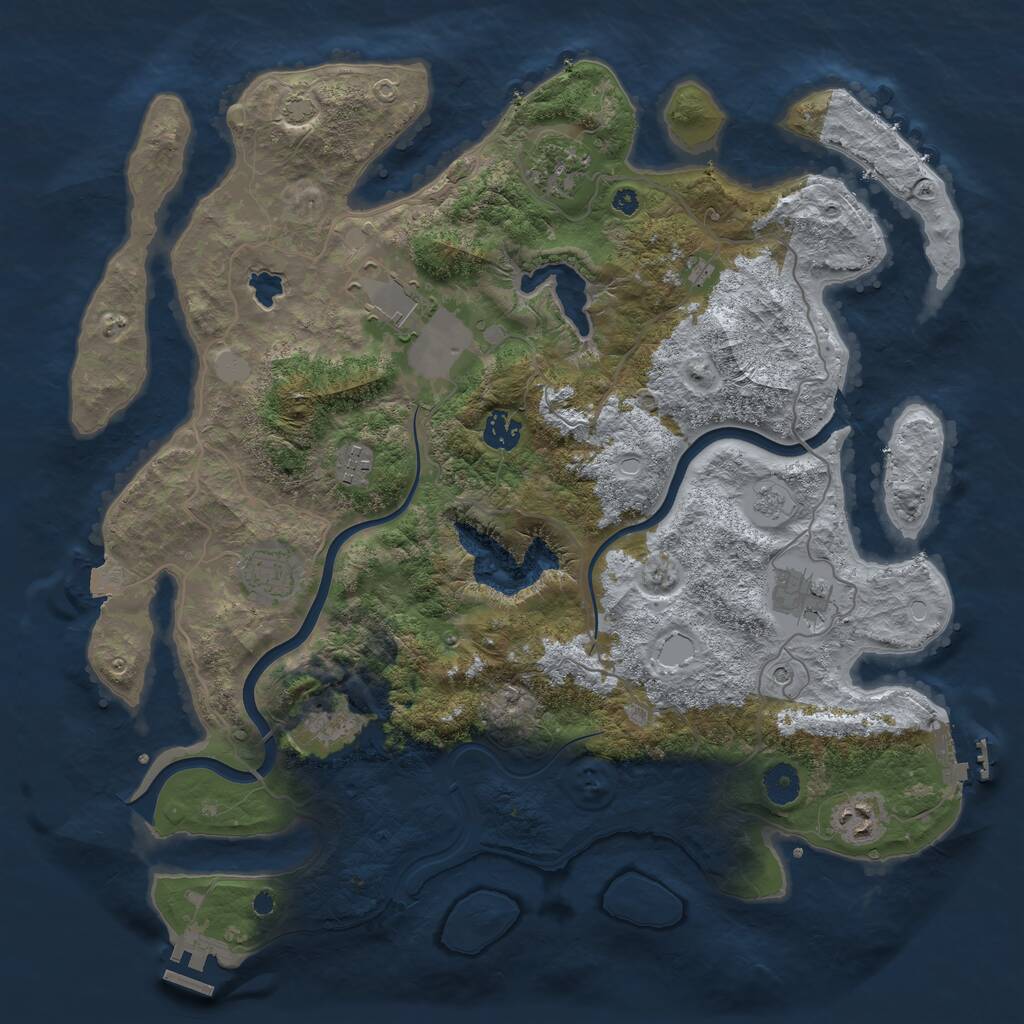 Rust Map: Procedural Map, Size: 4000, Seed: 1491228647, 14 Monuments