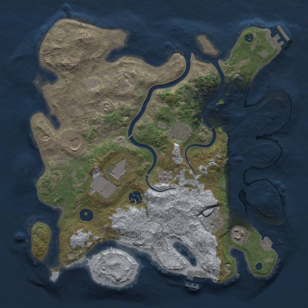 Rust Map: Procedural Map, Size: 3500, Seed: 3427250, 13 Monuments