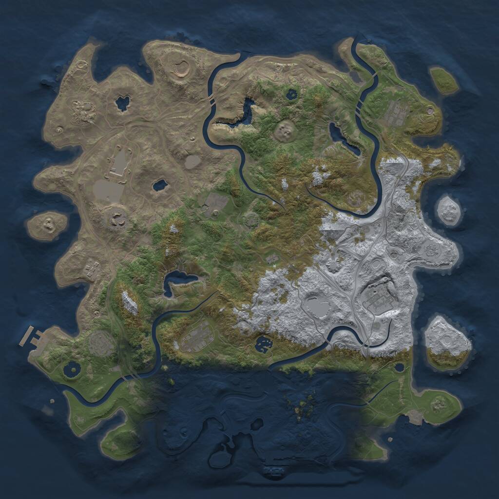 Rust Map: Procedural Map, Size: 4500, Seed: 408097654, 17 Monuments