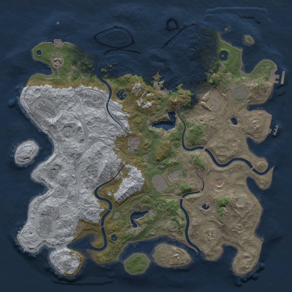 Rust Map: Procedural Map, Size: 4500, Seed: 1989308833, 17 Monuments