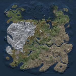 Thumbnail Rust Map: Procedural Map, Size: 4500, Seed: 1609441304, 17 Monuments