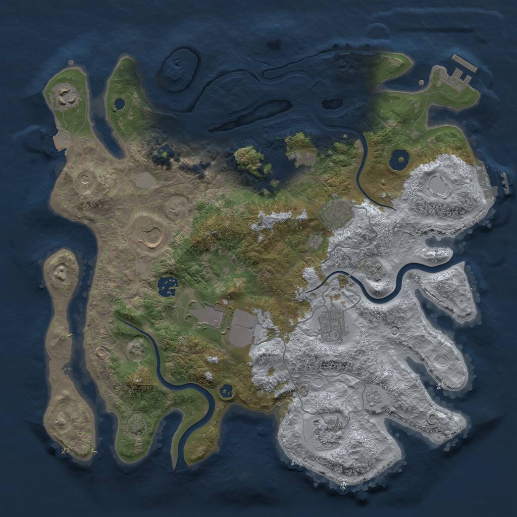 Rust Map: Procedural Map, Size: 3750, Seed: 830434, 15 Monuments