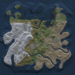 Thumbnail Rust Map: Procedural Map, Size: 3750, Seed: 29698, 16 Monuments