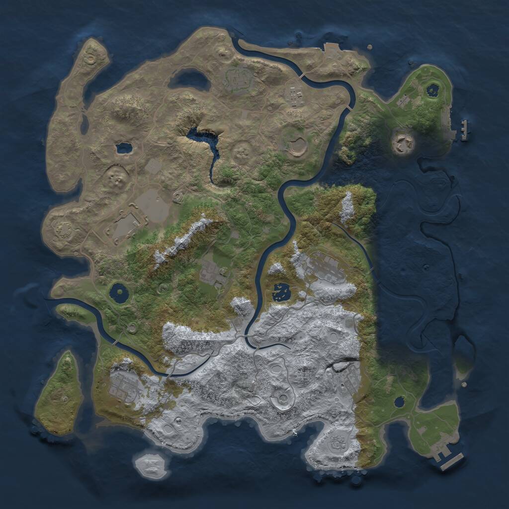 Rust Map: Procedural Map, Size: 4000, Seed: 4865077, 16 Monuments