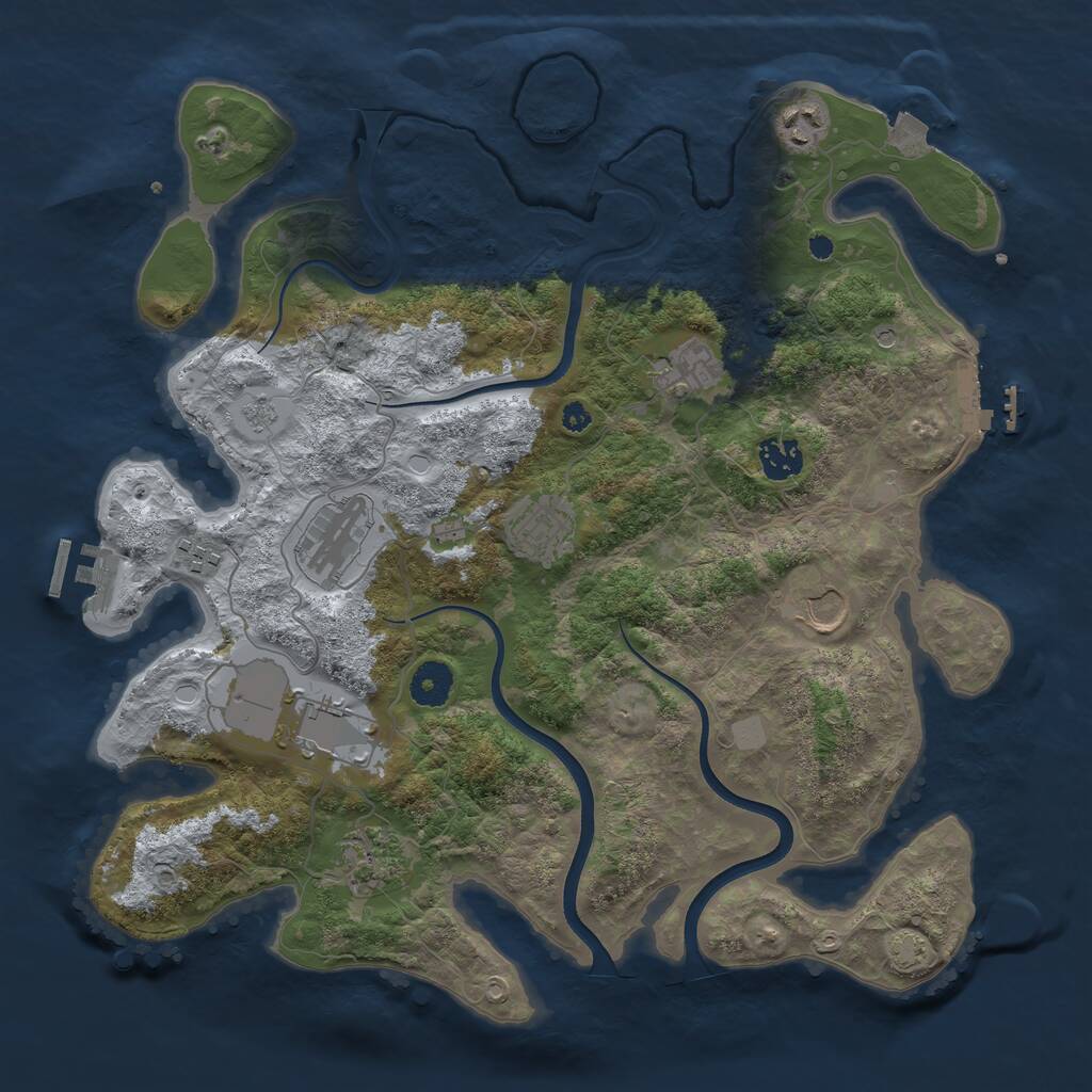 Rust Map: Procedural Map, Size: 3750, Seed: 1091864584, 15 Monuments