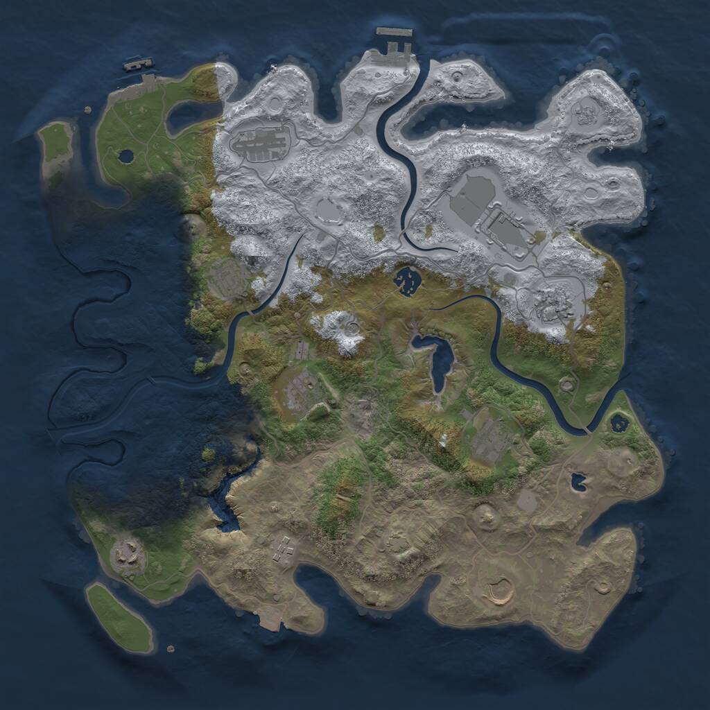 Rust Map: Procedural Map, Size: 4000, Seed: 237902645, 16 Monuments