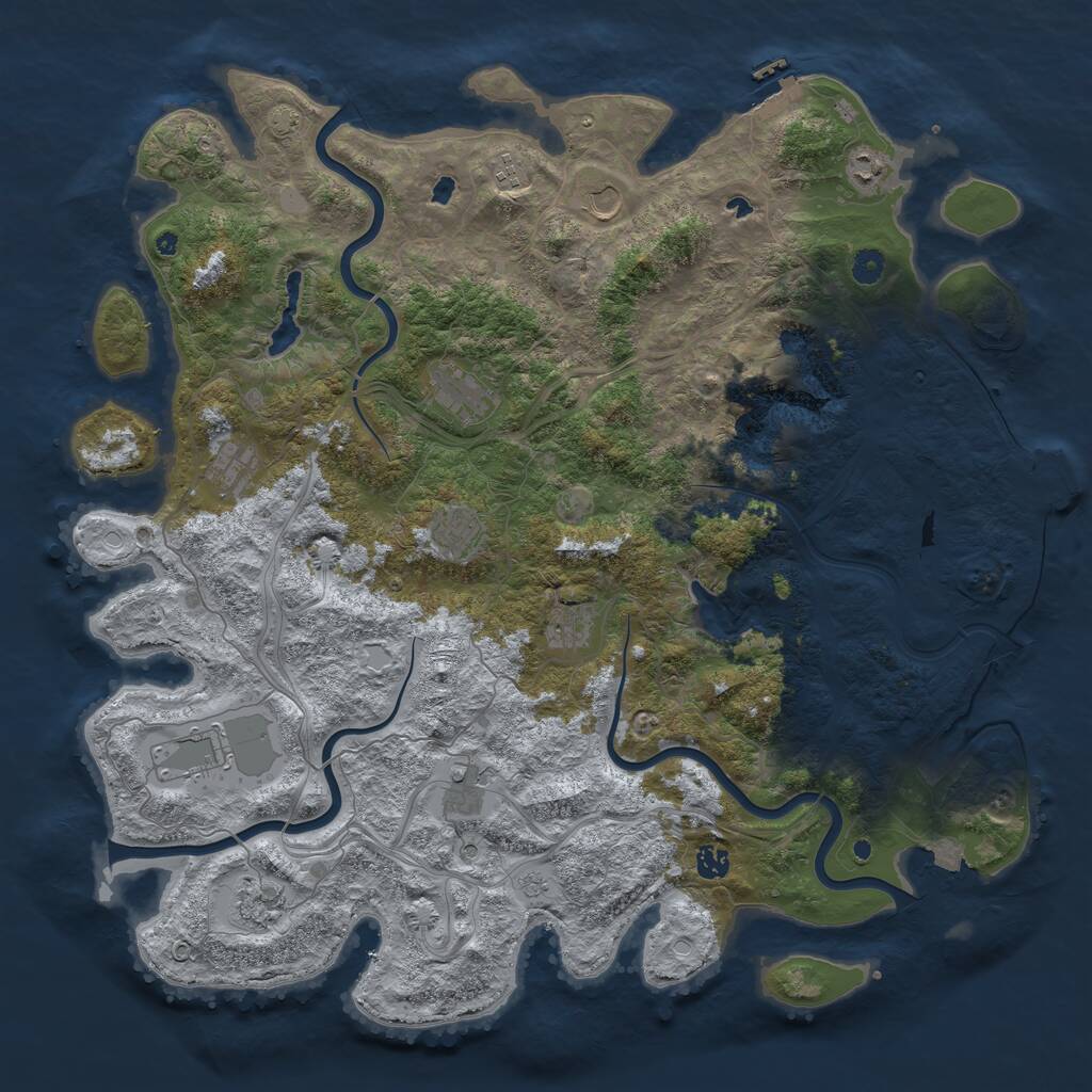 Rust Map: Procedural Map, Size: 4800, Seed: 551121001, 17 Monuments