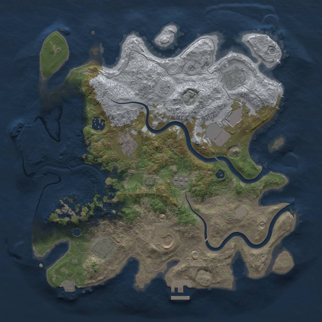 Rust Map: Procedural Map, Size: 3500, Seed: 246675912, 13 Monuments