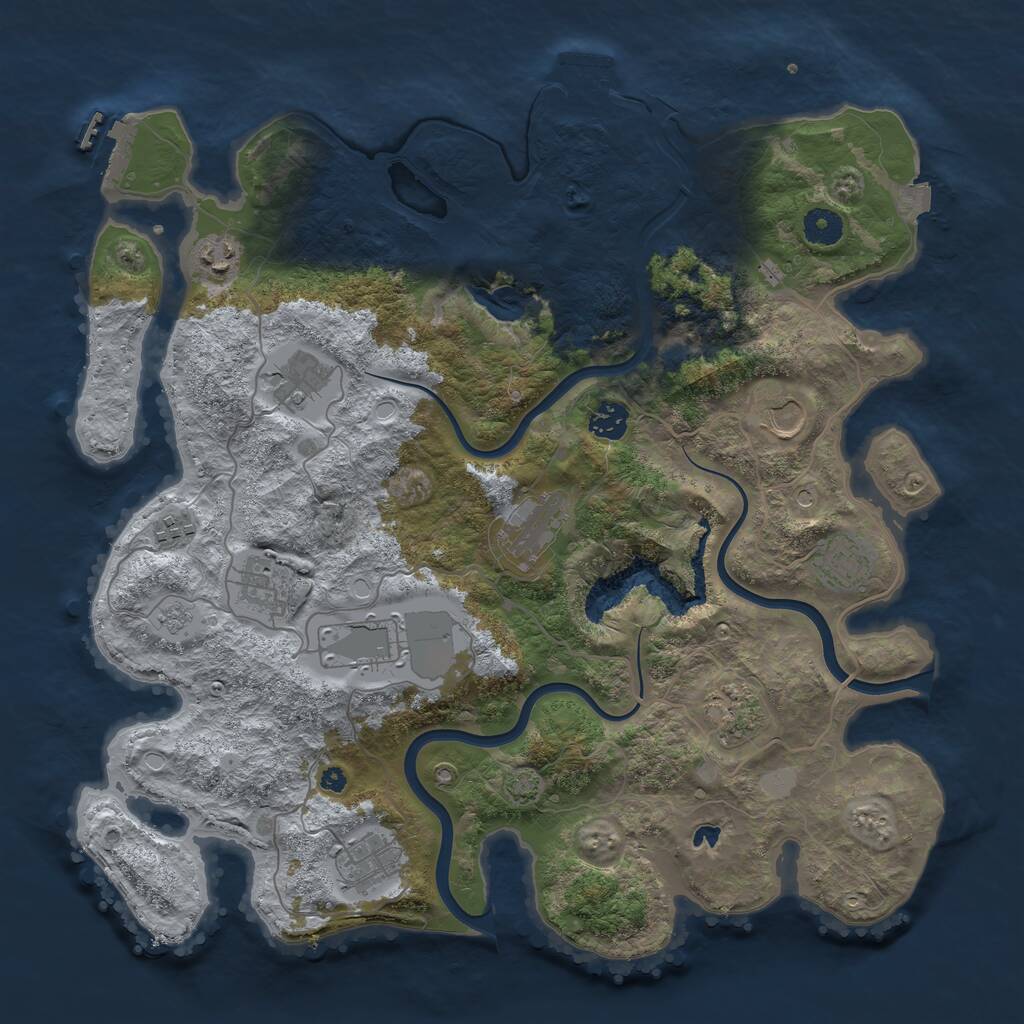 Rust Map: Procedural Map, Size: 4000, Seed: 2090020461, 17 Monuments