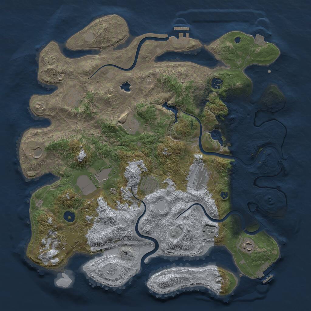 Rust Map: Procedural Map, Size: 4096, Seed: 619194386, 16 Monuments