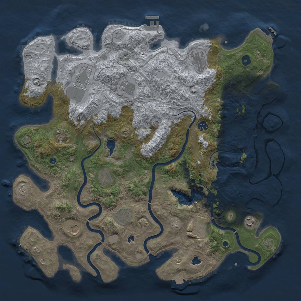Rust Map: Procedural Map, Size: 4500, Seed: 764231670, 17 Monuments
