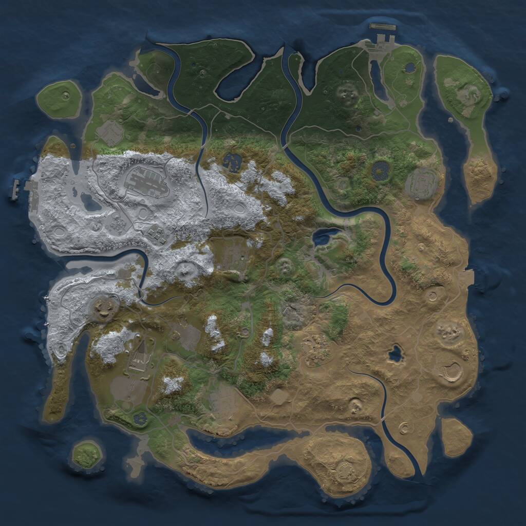 Rust Map: Procedural Map, Size: 4000, Seed: 2091014049, 19 Monuments