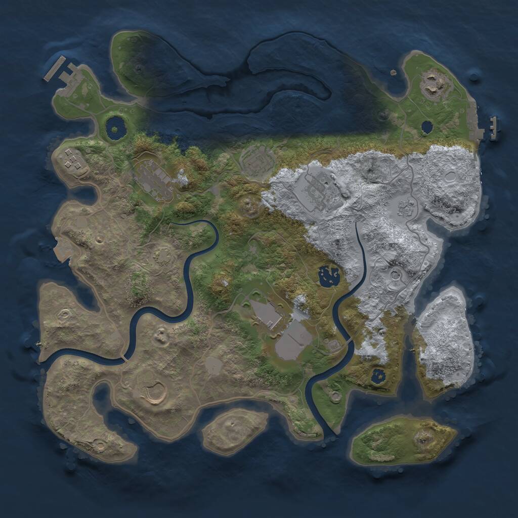 Rust Map: Procedural Map, Size: 3500, Seed: 2065375333, 14 Monuments