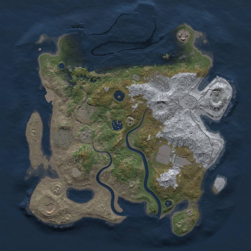 Rust Map: Procedural Map, Size: 3500, Seed: 4838282, 14 Monuments