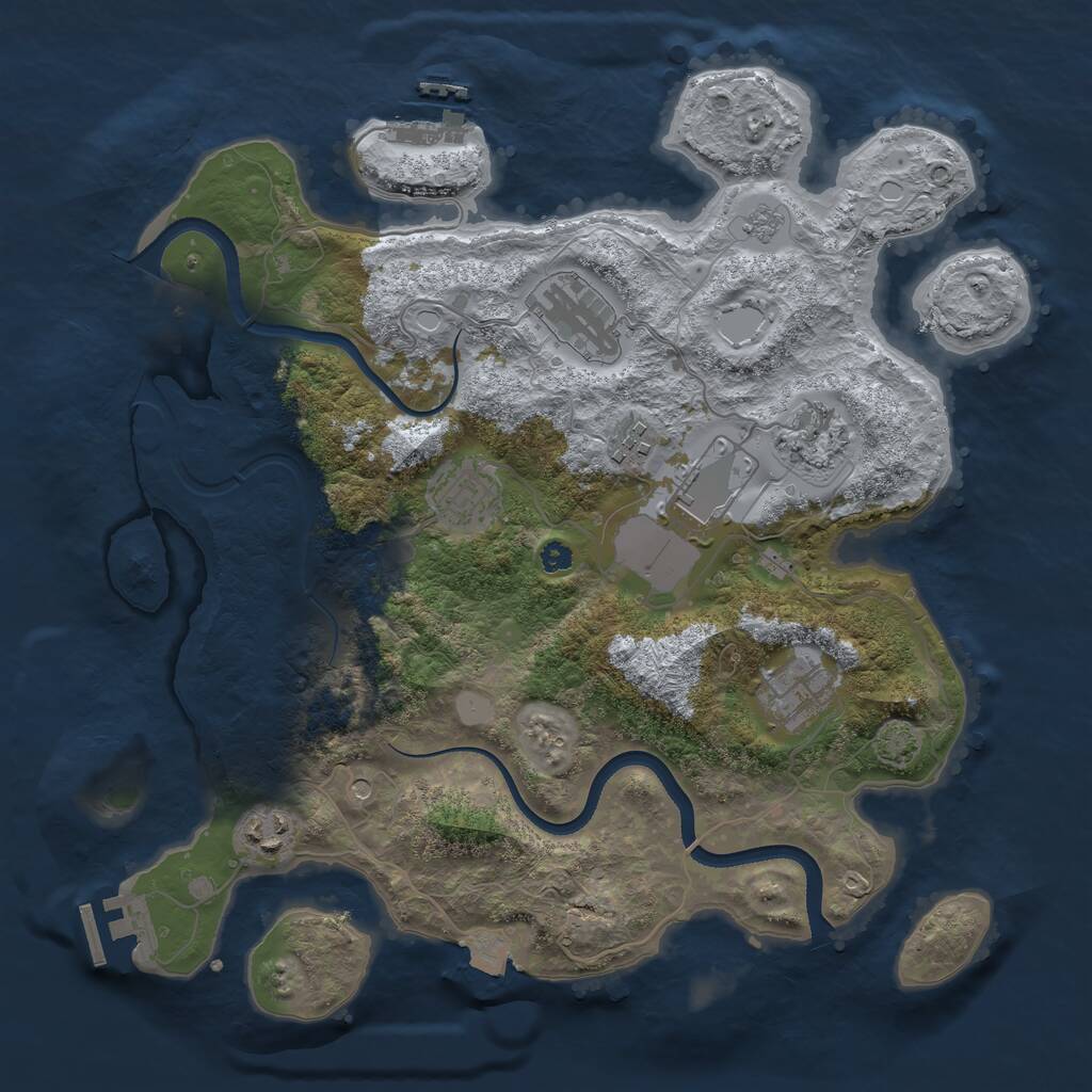 Rust Map: Procedural Map, Size: 3500, Seed: 759934903, 13 Monuments